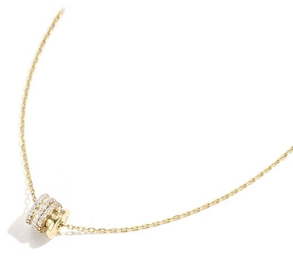 Micron Pave Cubic Zirconia Pendant 18K Gold Circle Necklaces For Women