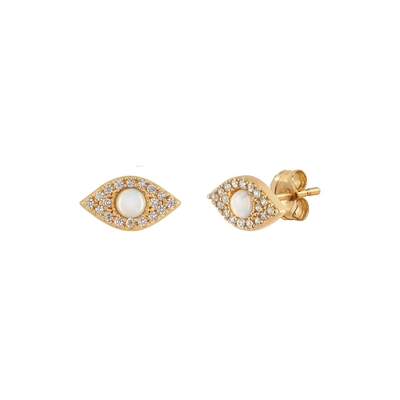 925 Silver Stud Earrings OEM ODM Opal Stud Earrings Gold Plated