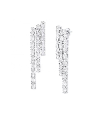 Oval Tennis White Cubic Zircon Earrings for Women Luxury Jewelry