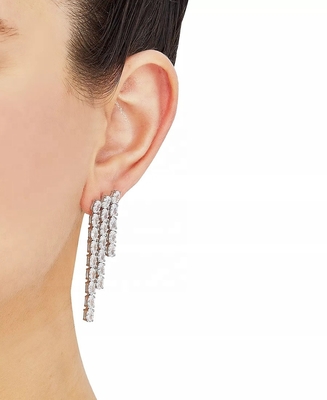 Oval Tennis White Cubic Zircon Earrings for Women Luxury Jewelry