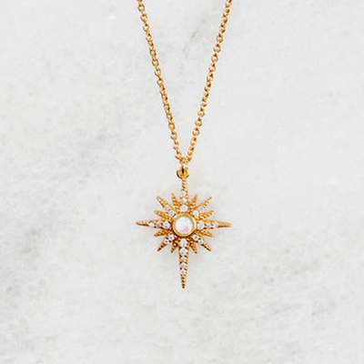 Opal Gold Plated Starburst Pendant Necklace 925 Starburst Necklace Silver