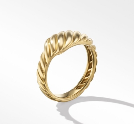 Customized Logo Gold Plated David Cable Wave Men's Stainless Steel Rings