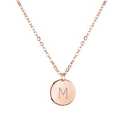 10mm Disc Stainless Steel Initial Pendant 45CM+5CM Stainless Steel Pendant Necklace