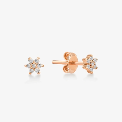 925 Sterling Silver Handcrafted 18K Gold Plated Simply White CZ Flower Magnetic Earring