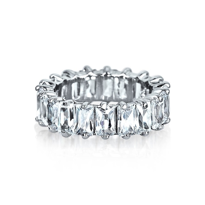 Clear Emerald Cut CZ Infinity Wedding Band 925 Silver Infinity Wedding Rings