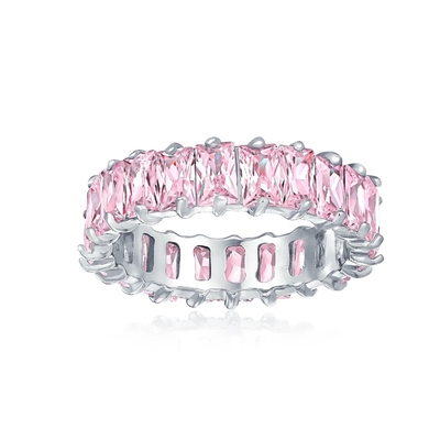 Clear Emerald Cut CZ Infinity Wedding Band 925 Silver Infinity Wedding Rings