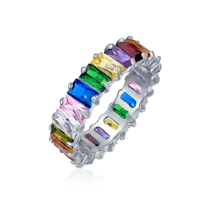 Clear Emerald Cut CZ Infinity Wedding Band 925 Silver Infinity Wedding Rings