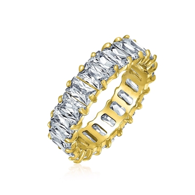 Clear Emerald Cut CZ Infinity Wedding Band 925 Silver Infinity Wedding Rings