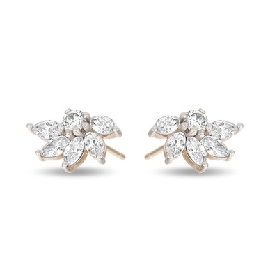 925 Silver Flower Stud Earrings OEM CZ Gold Plated Stud Earrings