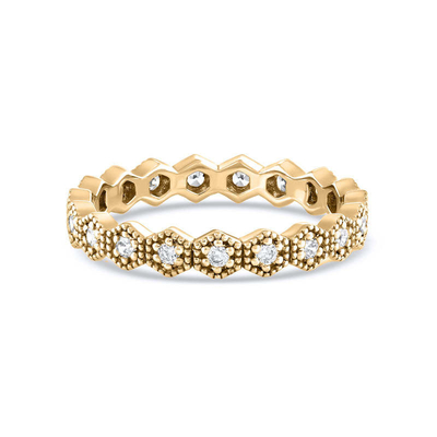 Trendy Eternity Geometric Shape Cubic Zirconia Stackable Ring Band for Women