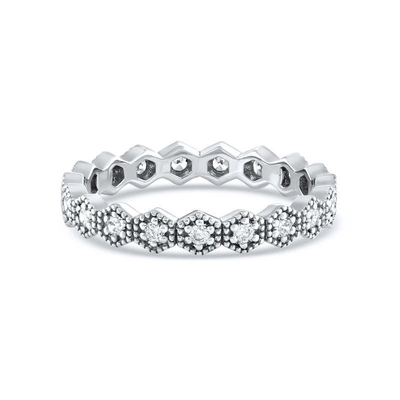 Trendy Eternity Geometric Shape Cubic Zirconia Stackable Ring Band for Women