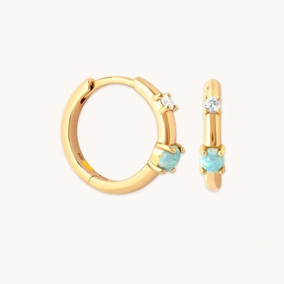 Mystic 18K Gold Plated Opal Hoops 925 Sterling Silver Newest Huggies Fashion Earrings