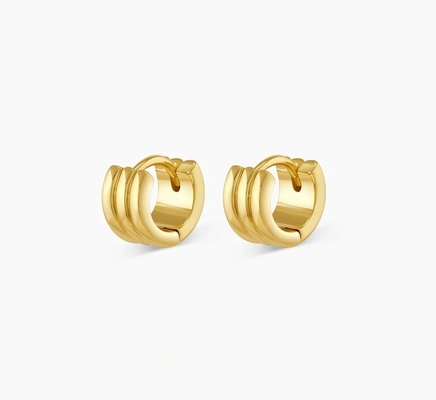 Fashion Women'S Stainless Steel Huggie Earrings Polish 18K Gold Plated Hoops