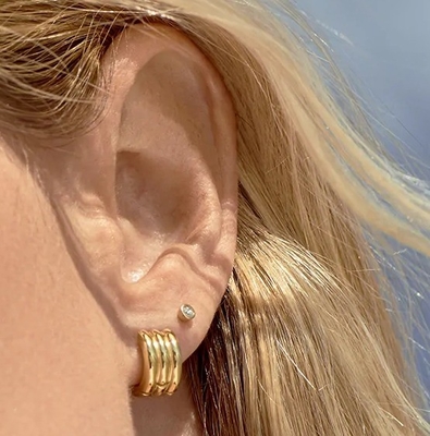 Fashion Women'S Stainless Steel Huggie Earrings Polish 18K Gold Plated Hoops