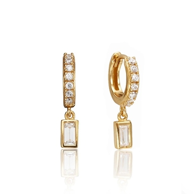Gold Plated 925 Sterling Silver Dangle Earrings For Anniversary , Engagement