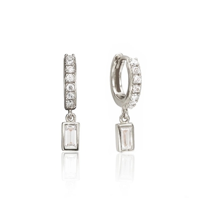 Gold Plated 925 Sterling Silver Dangle Earrings For Anniversary , Engagement