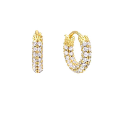 18K Gold Cubic Zirconia Hoop Earring ECO Friendly 925 Sterling Silver Earring