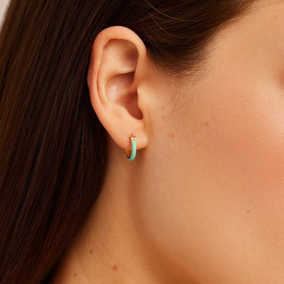 Colored 925 Sterling Silver Hoop Earrings 18K Gold Stacking Hoop Earrings