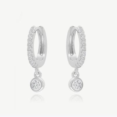 18K Gold Plated S925 Silver Tiny Huggies Single Bezel Stone Hoops Earrings for Women