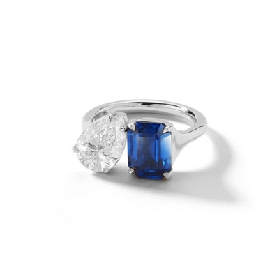 Custom Women Girls Jewelry Adjustable Open Rings with Big Stones in 925 Sterling Silver