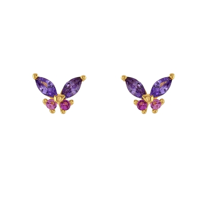 18K Gold Marquise Cut Turquoise CZ 925 Sterling Silver Butterfly Stud Earrings for Women