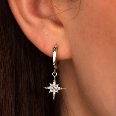 Luxury Starburst Gold Plated Hoop Earrings 925 Gold Plated Small Hoop Earrings
