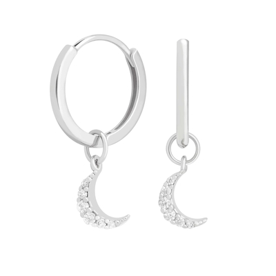 Dangle Moon Hoop Earrings 925 Silver for Women Brazilian Gold Plated 18K Custom Jewelry