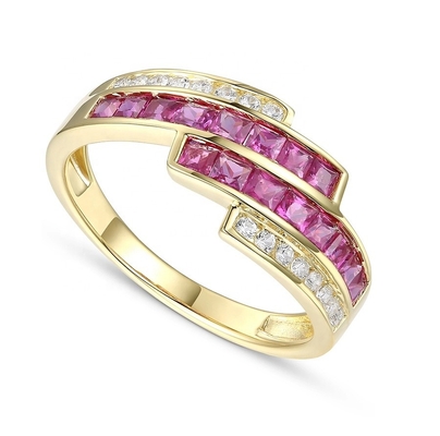 Prong Setting Emerald Ruby Women'S Diamond Statement Rings Size 6- Size 10