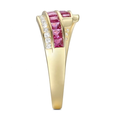 Prong Setting Emerald Ruby Women'S Diamond Statement Rings Size 6- Size 10