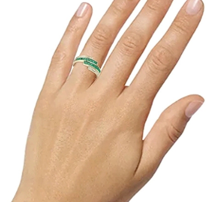 Prong Setting Emerald Ruby Women'S Diamond Statement Rings Size 6- Size 10