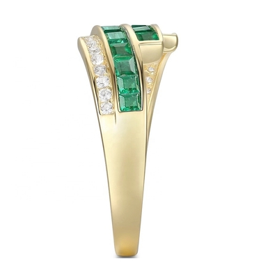 Prong Setting Emerald Ruby Women'S Diamond Statement Rings Size 6- Size 10