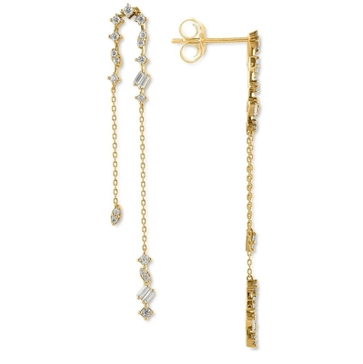 2024 Brazilian Gold Plating Drop Chain Earrings Women 925 Sterling Silver Earrings