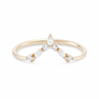 V-Shaped Stacking Rings with Around and Marquise White CZ in 925 Sterling Silver