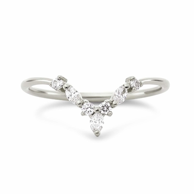 V-Shaped Stacking Rings with Around and Marquise White CZ in 925 Sterling Silver