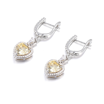 OEM Love Heart Diamond Earrings 925 Sterling Silver Love Heart Earrings