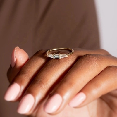 Fine Jewelry Three Stone Diamond Rings Customized for Women in 14K 18K Gold Plated