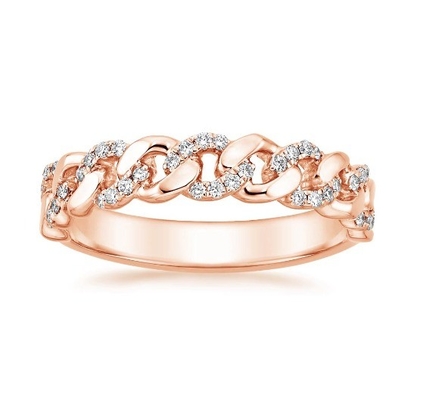 Micron Pave CZ 18K Gold Plated Stacking Chain Link 925 Sterling Silver Women's Rings