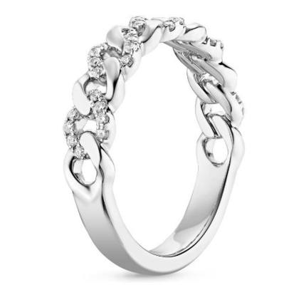 Micron Pave CZ 18K Gold Plated Stacking Chain Link 925 Sterling Silver Women's Rings