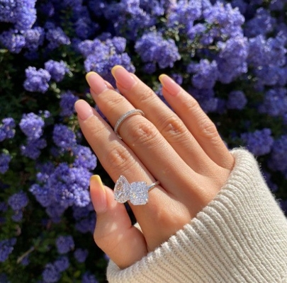 925 Sterling Silver Two Stone Engagement Ring With Prong Setting And White CZ Stones