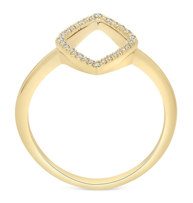 Engagement White CZ Rhombus Statement Ring Gold 925 Sterling Silver Jewelry for Women