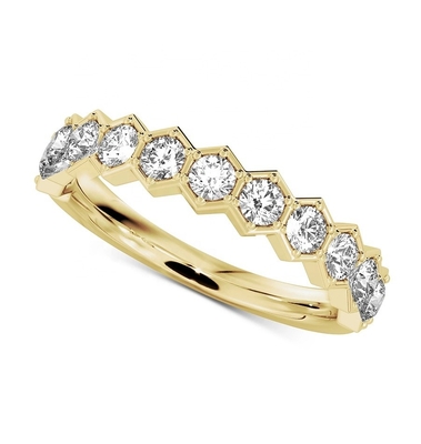 US5-US11 Honeycomb Wedding Band Gold Plated 925 Sterling Silver Ring