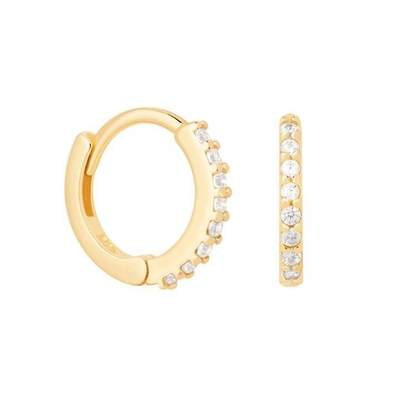 ODM 925 Sterling Silver Hoop Earrings Medium With Small 18K Gold Vermeil Plating