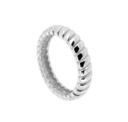Width 6mm Silver Twist Engagement Ring 18K Gold Rhodium Color Twist Silver Ring