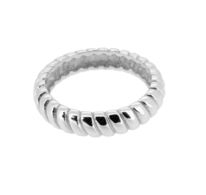 Width 6mm Silver Twist Engagement Ring 18K Gold Rhodium Color Twist Silver Ring