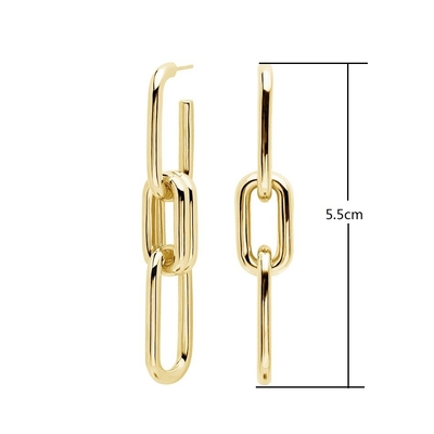 Gold Plated Silver Customized Logo Long Chain Drop Earrings For Women'S Shopping