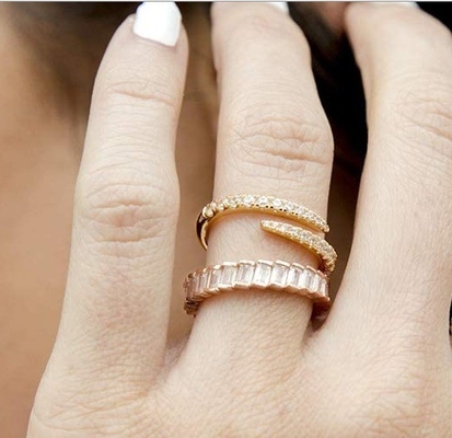 14K Gold Plated Cubic Zirconia Open Twist Eternity Band Ring ECO Friendly