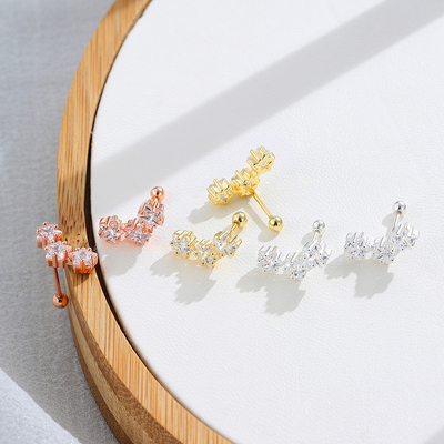 18K Gold Plated 925 Sterling Silver Star Cubic Zirconia Stud Earrings for Women Accessories