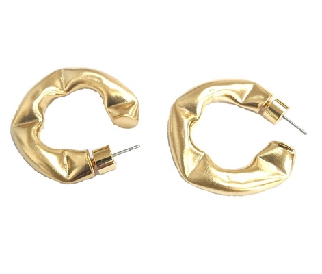 Customize Thick Brass Hoop Earrings Polished Small Brass Hoop Earrings