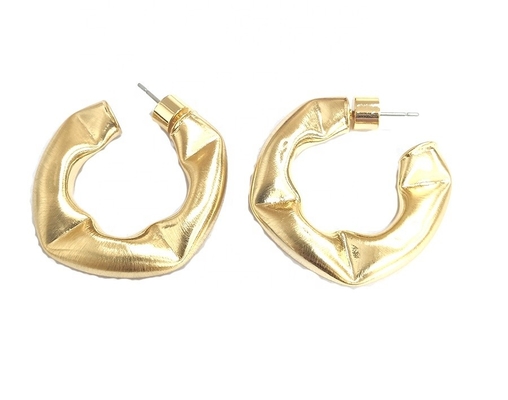 Customize Thick Brass Hoop Earrings Polished Small Brass Hoop Earrings