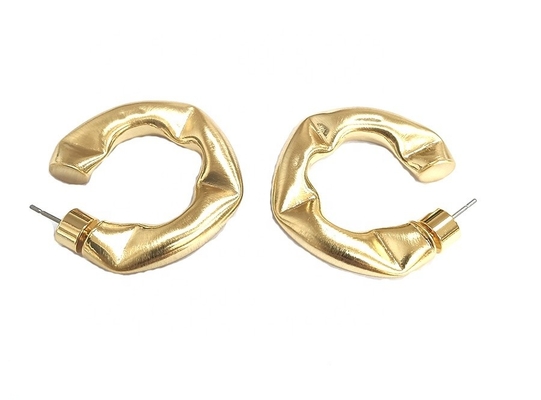Customize Thick Brass Hoop Earrings Polished Small Brass Hoop Earrings